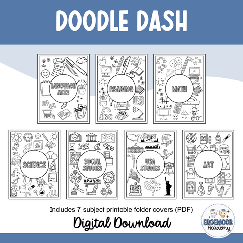 Doodle Dash - Printable Subject Folder Covers
