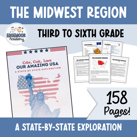 Color, Cook, Learn: Our Amazing USA Unit Study – The Midwest – Book 2