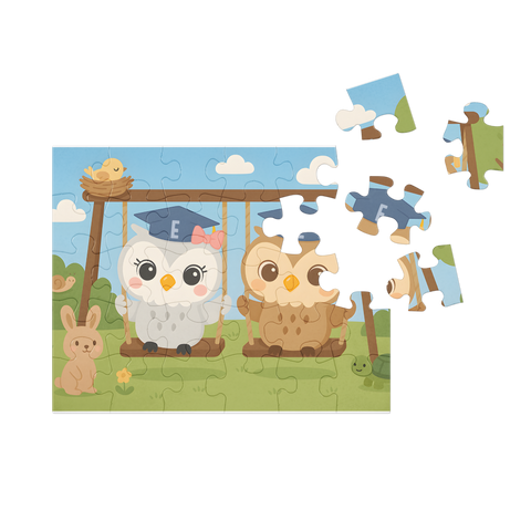 Edwin &amp; Sophia Swing Time Jigsaw Puzzle With Tin