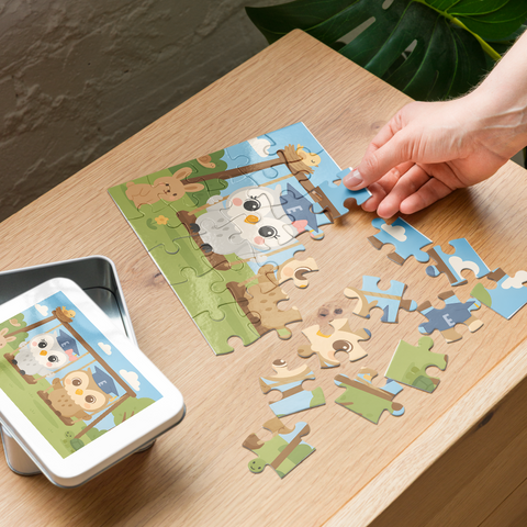Edwin &amp; Sophia Swing Time Jigsaw Puzzle With Tin