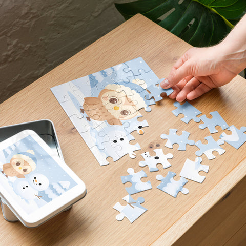Edwin’s Snowman Surprise Jigsaw Puzzle With Tin